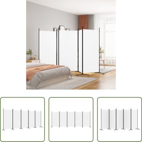 vidaXL Divisore in tessuto -  Divisorio a 5 Pannelli Bianco 433x180 cm Tessuto