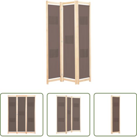 vidaXL Divisore per camera da letto -  Divisorio a 3 Pannelli Marrone 120x170x4 cm in Tessuto