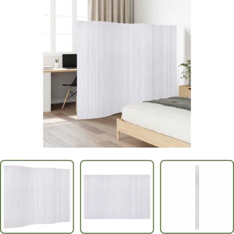 vidaXL Divisore per stanza -  Pannello Divisore per la Stanza in Bambù Bianco Larghezza 250 cm Altezza 165 cm