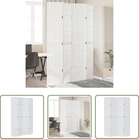 vidaXL Divisore pieghevole -  Divisorio Ambienti 4Pannelli Bianco Legno Massello di Paulownia