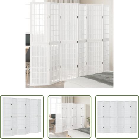 vidaXL Divisore pieghevole -  Divisorio Ambienti 6Pannelli Bianco Legno Massello di Paulownia