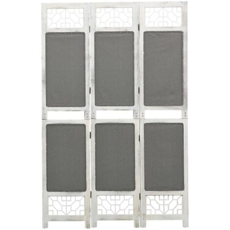 vidaXL Divisorio a 3 Pannelli Grigio 105x165 cm in Tessuto