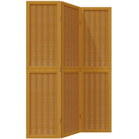 vidaXL Divisorio Ambienti 3 Pannelli Marrone Scuro Massello Paulownia