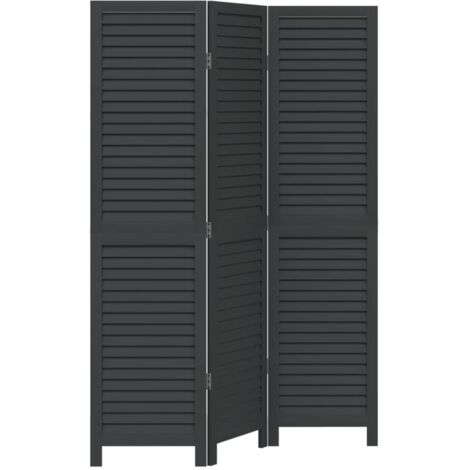 vidaXL Divisorio Ambienti 3 Pannelli Nero Legno Massello di Paulownia
