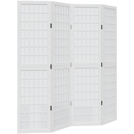 vidaXL Divisorio Ambienti 4Pannelli Bianco Legno Massello di Paulownia