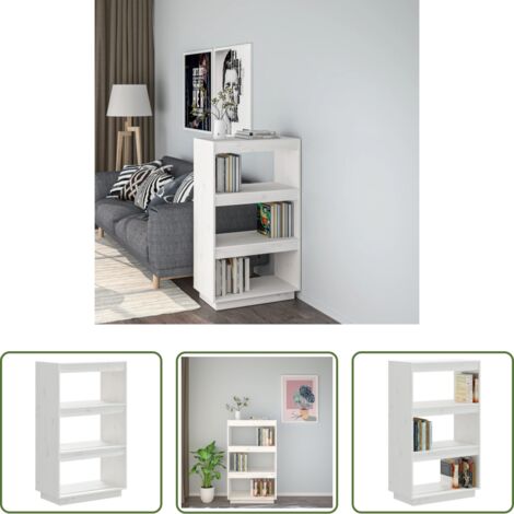 vidaXL Divisorio in legno -  Libreria/Divisorio Bianco 60x35x103cm in Legno Massello di Pino