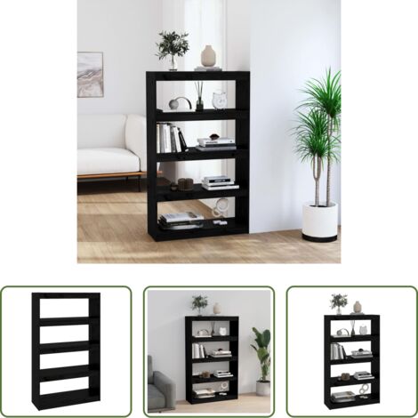 vidaXL Divisorio in legno -  Libreria/Divisorio Nero 80x30x135,5cm in Legno Massello di Pino