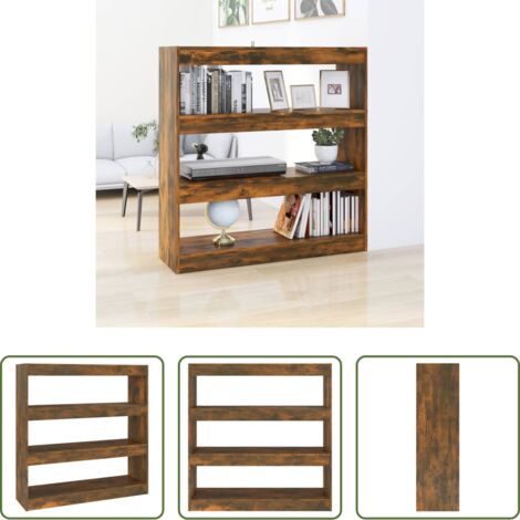 vidaXL Divisorio in legno -  Libreria/Divisorio Rovere Fumo 100x30x103 cm