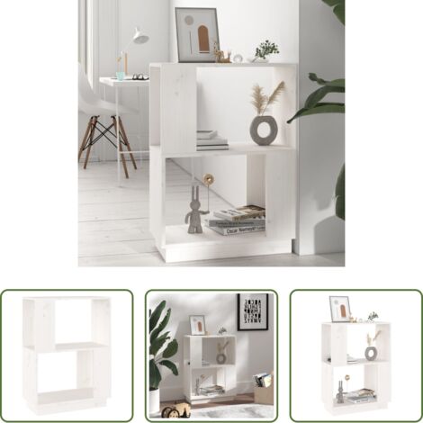 vidaXL Divisorio -  Libreria/Divisorio Bianco 51x25x70 cm in Legno Massello di Pino