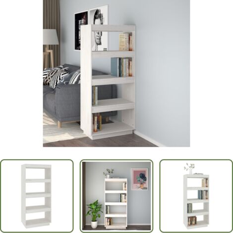 vidaXL Divisorio -  Libreria/Divisorio Bianco 60x35x135 cm Legno Massello di Pino