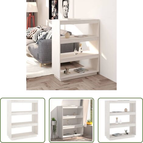 vidaXL Divisorio -  Libreria/Divisorio Bianco 80x35x103 cm Legno Massello di Pino