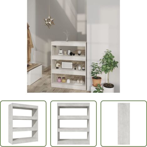 vidaXL Divisorio -  Libreria/Divisorio Grigio Cemento 80x30x103cm Legno Multistrato
