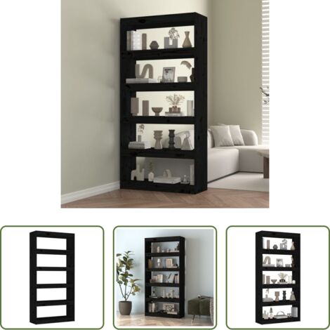 vidaXL Divisorio -  Libreria/Divisorio Nero 80x30x167,4 cm Legno Massello di Pino