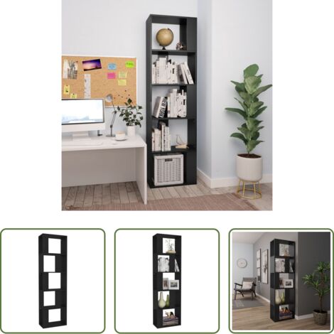 vidaXL Divisorio per corridoio -  Libreria/Divisorio Nero 45x24x159 cm in Legno Multistrato