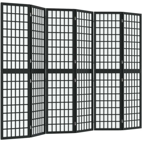 vidaXL Divisorio Pieghevole 6 Pannelli Stile Giapponese 240x170cm Nero