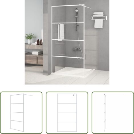 vidaXL Doccia in vetro ESG -  Parete Doccia Walk in Bianca 100x195 cm Vetro Trasparente ESG
