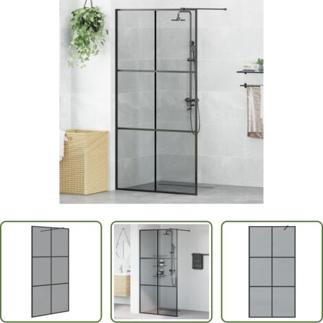 vidaXL Doccia in vetro -  Parete Doccia Walk-in Nero 100 x 195 cm vetro temperato