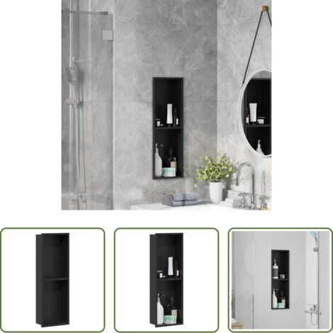 vidaXL Doccia -  Nicchia per doccia Nero 60 x 20 x 9,5 cm Acciaio inossidabile
