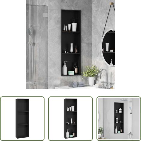 vidaXL Doccia -  Nicchia per doccia Nero 92 x 32 x 10 cm Acciaio inossidabile