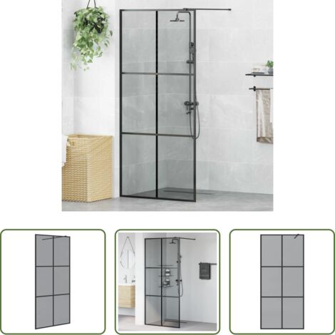 vidaXL Doccia walk-in -  Parete Doccia Walk-in Nero 90 x 195 cm vetro temperato