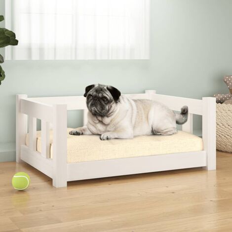 vidaXL Dog Bed White 65,5x50,5x28 cm Solid Wood Pine