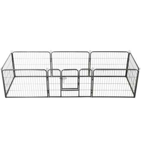 vidaXL Dog Playpen Cat Puppy Rabbit Small Animals Exercise Kennel Folding Enclosure Run Cage Wire Fence Steel Black Multi Size Multi Panel