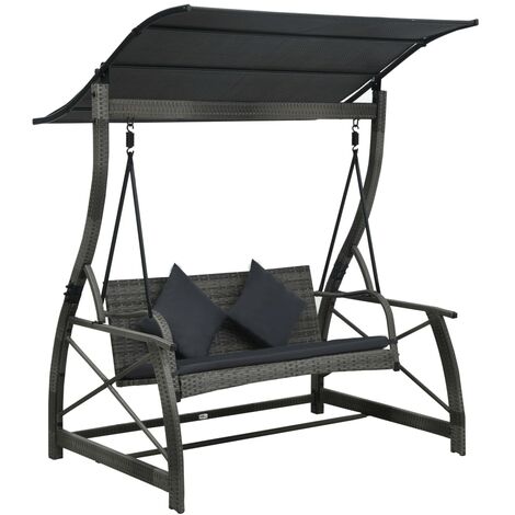 Grigio 196x120x168 cm Altalena per Esterno in Acciaio greemotion 416329 Dondolo da Giardino Toulouse a 3 Posti con Tettuccio