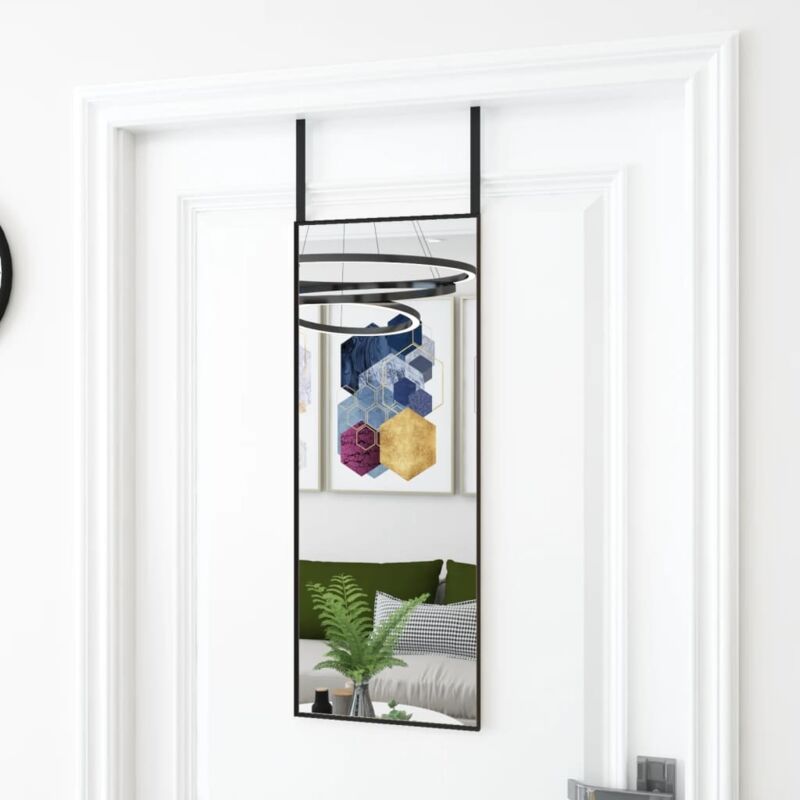 Door Mirror Black 30x80 Cm Glass And Aluminium Vidaxl