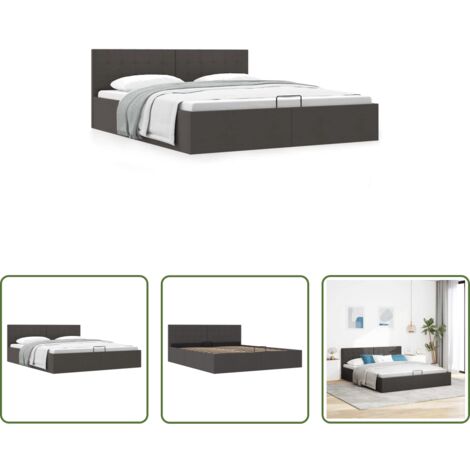 vidaXL Doppelbett mit Stauraum -  Stauraumbett Hydraulisch Dunkelgrau Stoff 180×200 cm