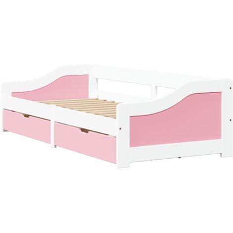 vidaXL Dormeuse 2 Cassetti senza Materasso Bianco&Rosa 90x200 cm IRUN