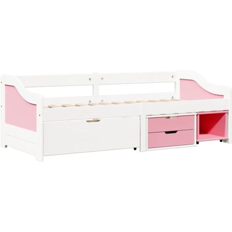 vidaXL Dormeuse 3 Cassetti senza Materasso Bianco&Rosa 90x200 cm IRUN