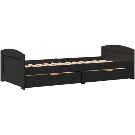 vidaXL Dormeuse con 2 Cassetti senza Materasso Nero 90x200 cm IRUN