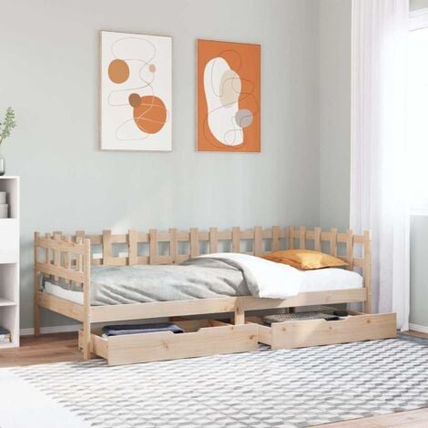 vidaXL Dormeuse con Cassetti 90x190 cm in Legno Massello Pino