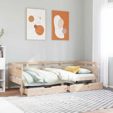 vidaXL Dormeuse con Cassetti 90x200 cm Legno Massello Pino
