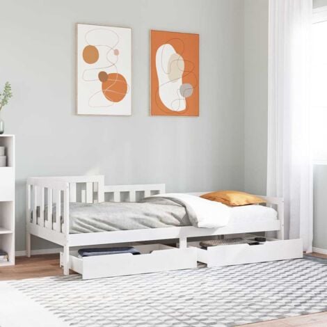 vidaXL Dormeuse con Cassetti Bianco 90x200 cm Legno Massello di Pino