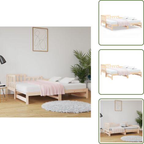 vidaXL Dormeuse Estraibile 2x(90x190) cm Legno Massello di Pino