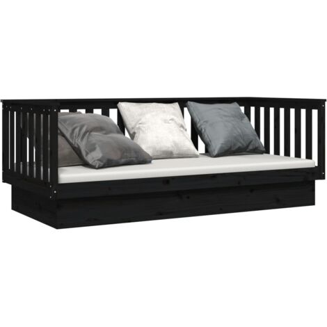 vidaXL Dormeuse Nera 100x200 cm in Legno Massello di Pino