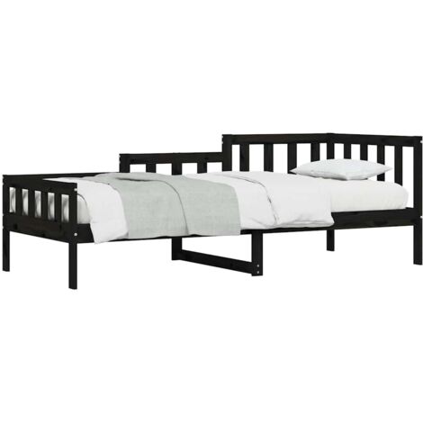 vidaXL Dormeuse Nera 80x200 cm in Legno Massello di Pino
