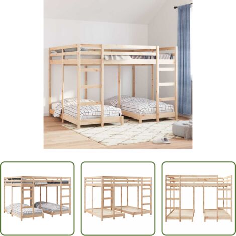 vidaXL Dormitorio compartido -  Estructura de litera triple Marrón 160 x 200 cm