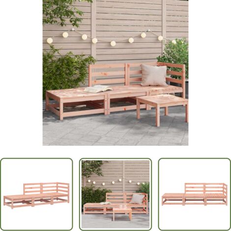 vidaXL Douglasienholz -  Gartensofa mit Hocker 2-Sitzer Massivholz Douglasie