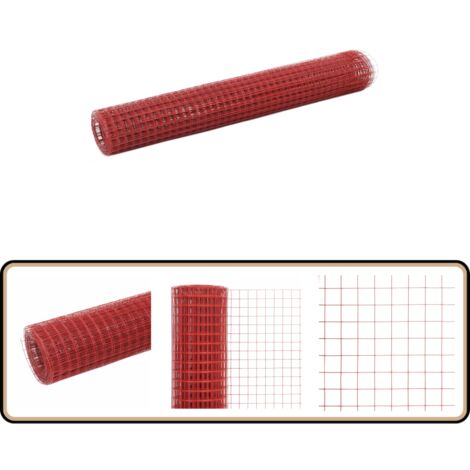 vidaXL Drahtzaun Stahl mit PVC-Beschichtung 10x1 m Rot