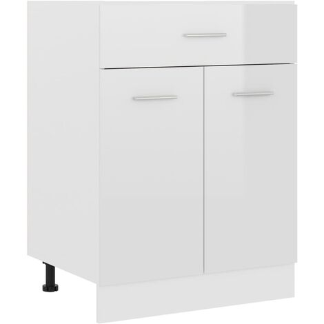 vidaXL Drawer Bottom Cabinet High Gloss White 60x46x81.5 cm Engineered Wood - White