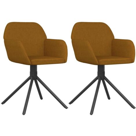 vidaXL Drehbare Esszimmerstühle Set von 2 Braun Samt