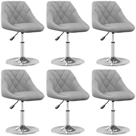 vidaXL Drehbare Esszimmerstühle Set von 6 Hellgrau Samt