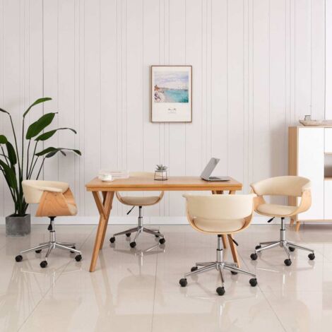 vidaXL Drehstuhl-Set für Esszimmer, 4 Stück, creme Kunstleder