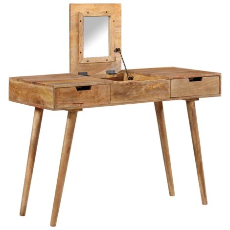 main image of "vidaXL Dressing Table 112x45x76 cm Solid Mango Wood - Brown"