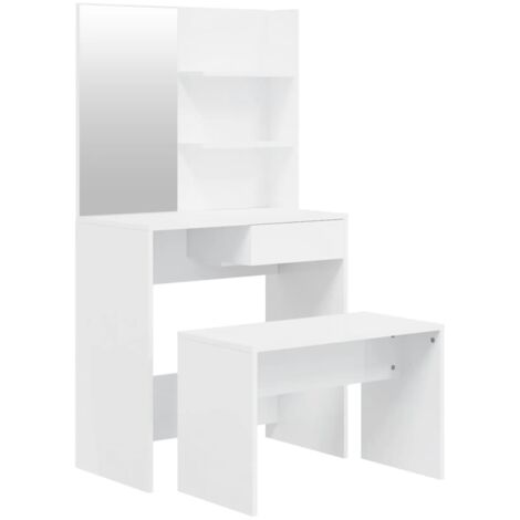 vidaXL Dressing Table Set High Gloss White 74,5x40x141 cm