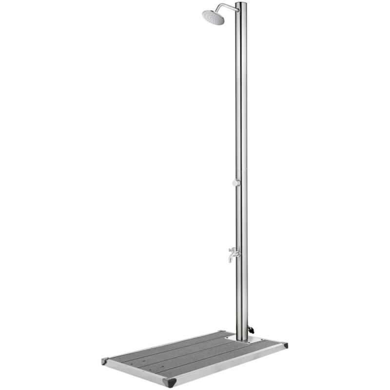 Vidaxl Ducha De Jardín Con Base Gris 220 Cm Acero Inoxidable