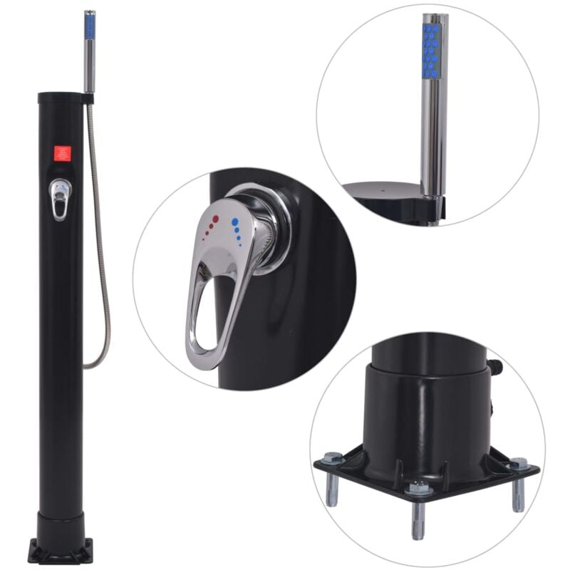 

vidaXL Ducha solar 8 L PVC acero - Negro