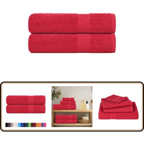 vidaXL Duschtücher 2 Stk. Rot 70x140 cm 360 g/m² 100% Baumwolle